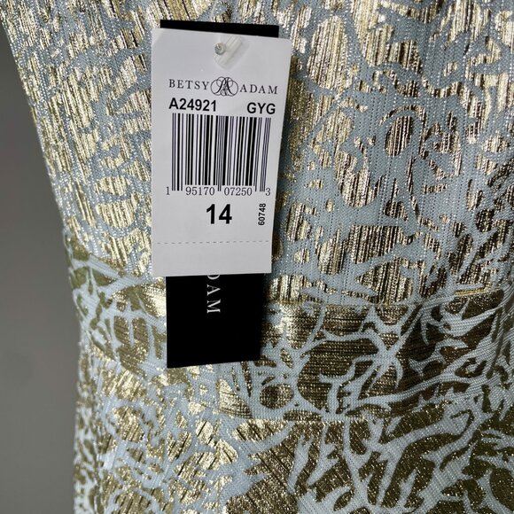 Betsy & Adam Jacquard Floral Evening Dress NWT Sz 14 - Picture 9 of 11
